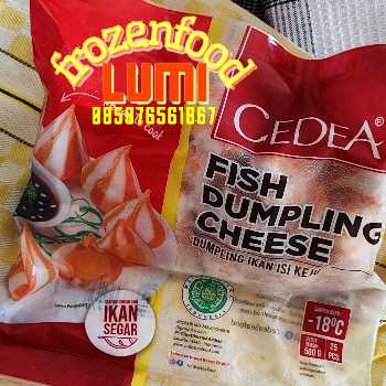 Cedea fish Dumpling cheese 500grJogja Frozen Food Condongcatur Cedea Fish Dumpling Cheese terbuat dari ikan yang telah diproses. Yang membuatnya begitu special adalah lelehan keju yang terdapat pada inti (tengah-tengah) dumpling.
