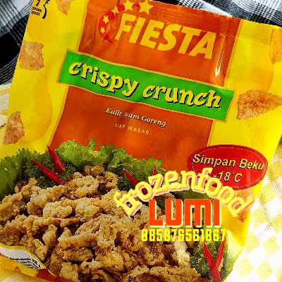 Fiesta crispy crunch - kulit ayam goreng 300 grJogja Frozen Food Condongcatur Terbuat dari kulit ayam. Tersedia dalam kemasan 300gr