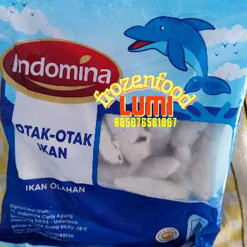 Indomina Otak Otak 500 grJogja Frozen Food Condongcatur Berbahan dasar ikan yang diolah dengan bumbu pilihan sehingga menghasilkan aroma yang harum dan cita rasa yang lezat. Teksturnya lembut dan kenyal, serta mengandung protein tinggi yang bermanfaat bagi kesehatan tubuh.