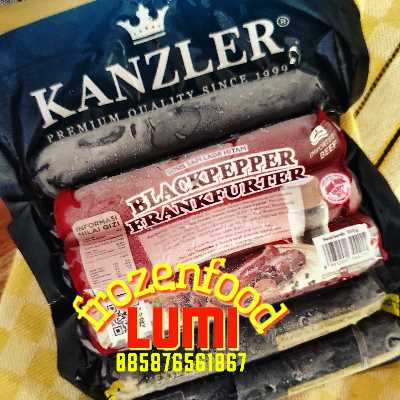  Kanzler Blackpepper Frankfurter 300 gr Kanzler-Blackpe_xEd.jpg Frozen Food Jogja Sosis yang terbuat dari daging premium pilihan dicincang halus dengan tambahan bumbu lada hitam