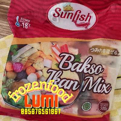 Sunfish Bakso Mix 500 grJogja Frozen Food Condongcatur Sunfish Bakso ikan mix terdiri dari berbagai bentuk bakso ikan dalam satu kemasan