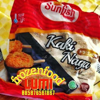 Sunfish Kaki Naga 500grJogja Frozen Food Condongcatur Terbuat dari surimi, pati tapioka dan bumbu-bumbu serta bahan lainnya.